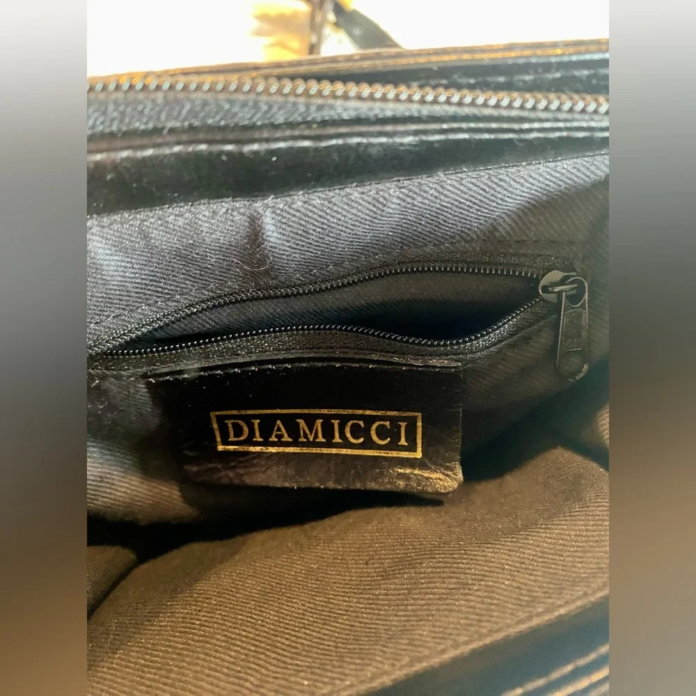 NWT black leather DIAMICCI leather cross-body